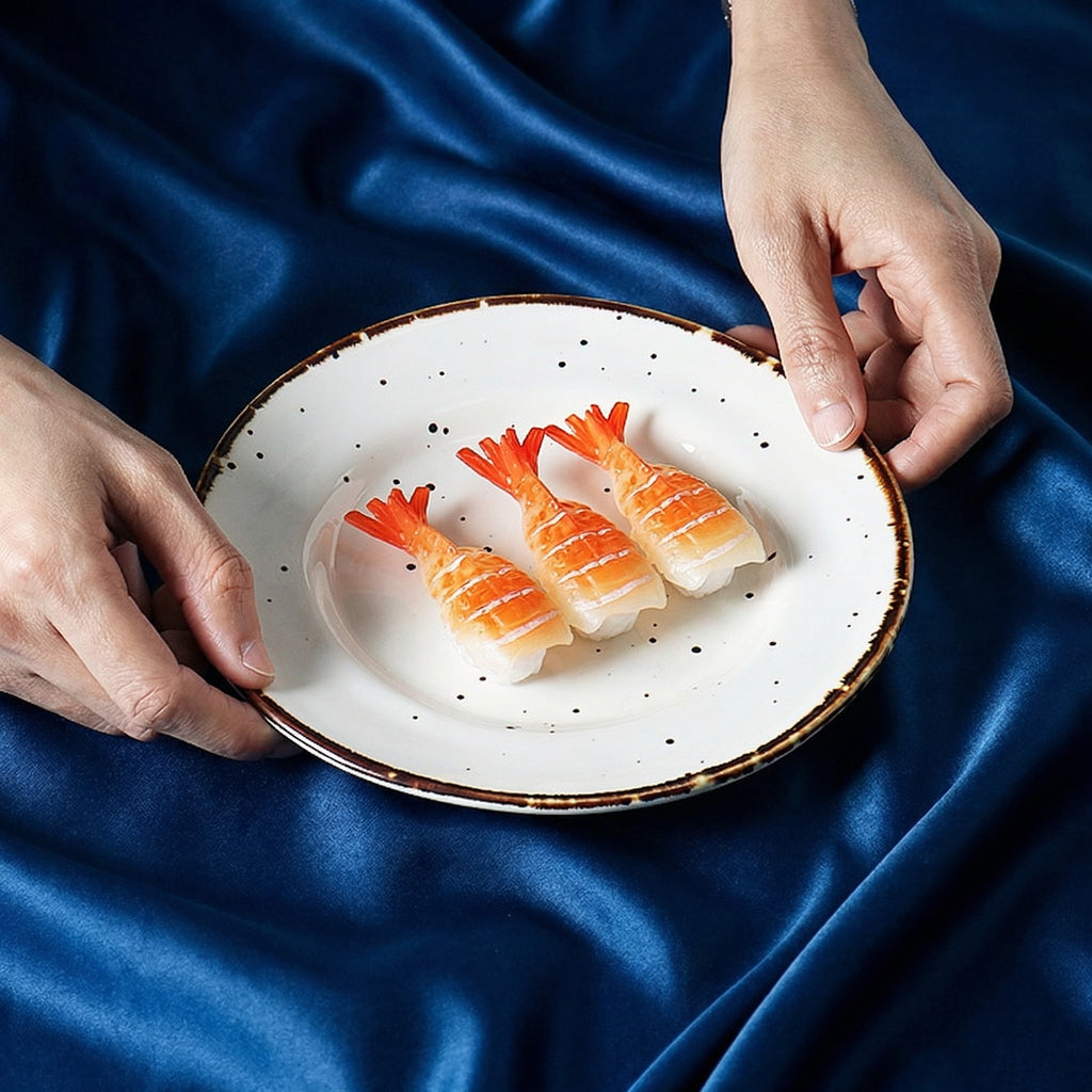 Vintage Speckled Ceramic Plate Set
