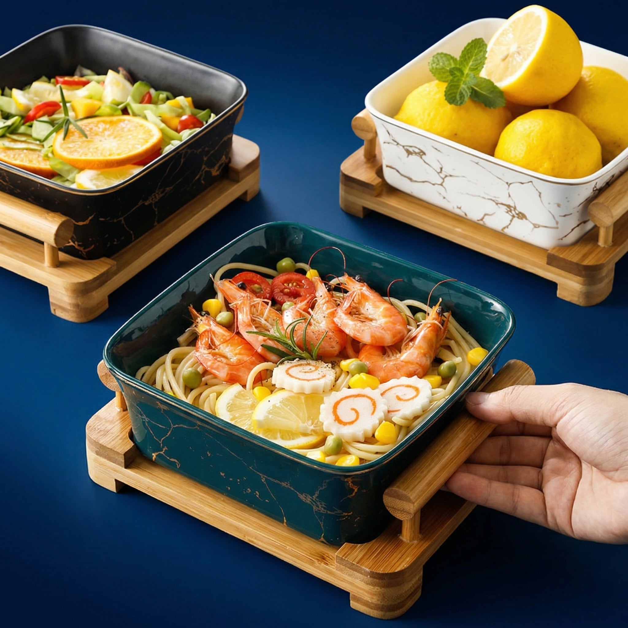 Nordic Marble Pattern Ceramic Square set