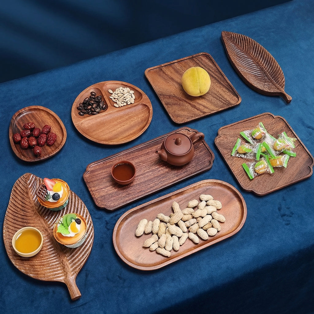 Wood Multi-Function Serving Tray & Plate Set