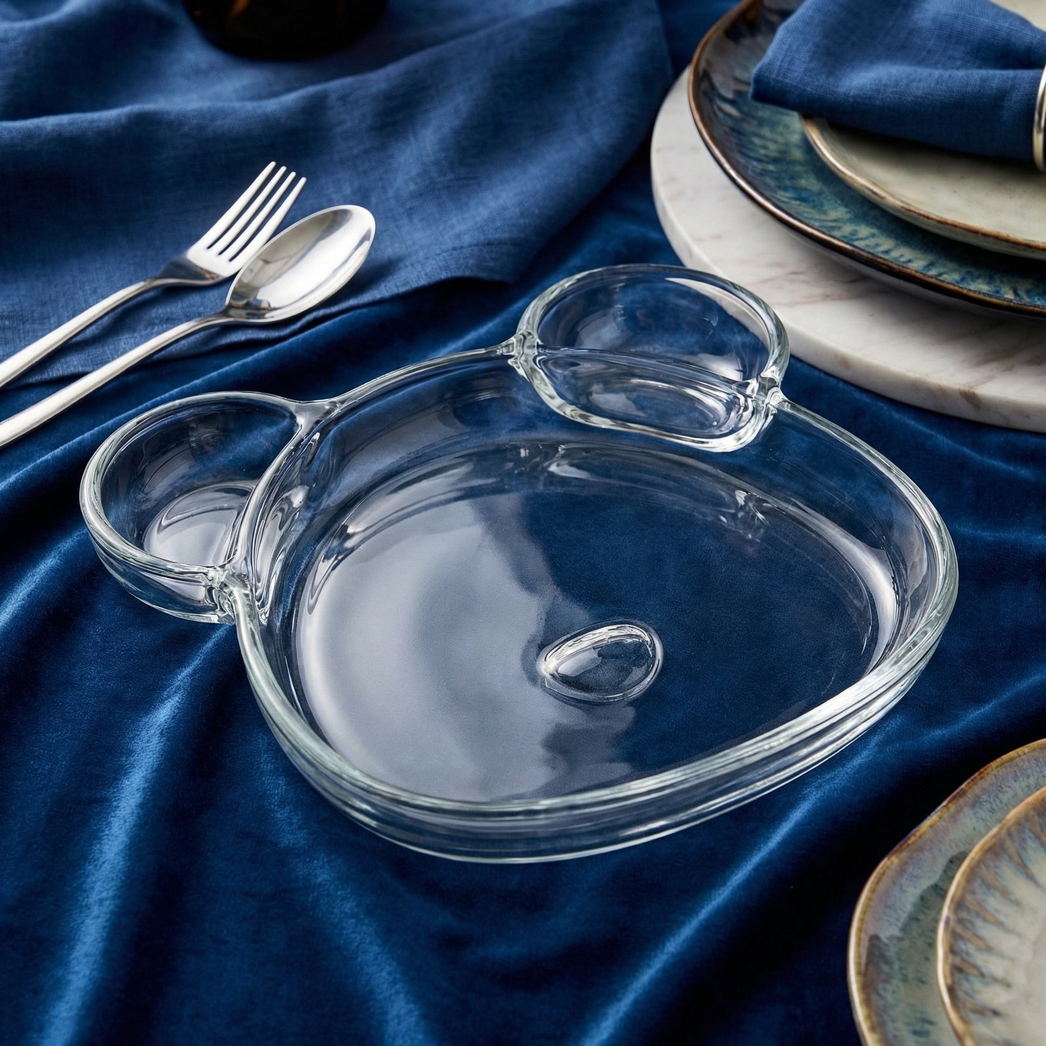 Cute Bear-Shaped Clear Glass Divided set